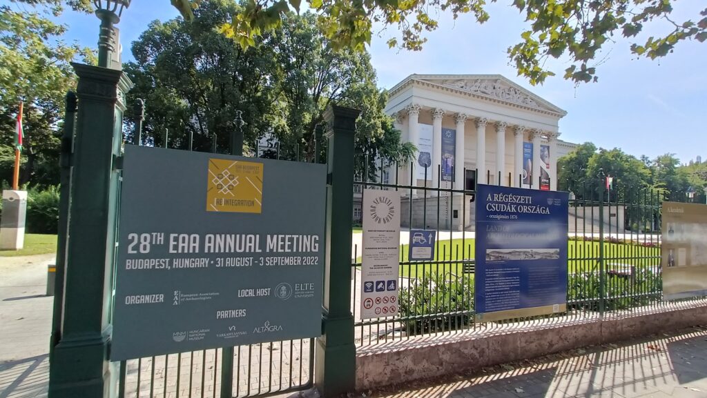 Hungarian National Museum with EAA sign on a fence outside